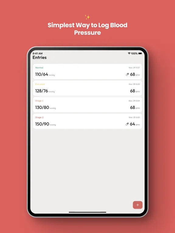 Capturas de tela do Blood Pressure Log Book iPad 
